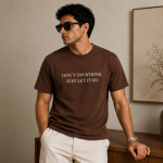 YANG Don’t Overthink Just Let It Go Men’s T-Shirt-Brown