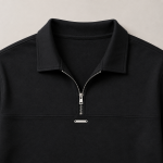 Half Zip Collar T-Shirt – Oversized Casual Fit-Black - Image 2