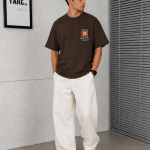 Graphic Print Oversized T-Shirt – Streetwear Casual Fit-Brown