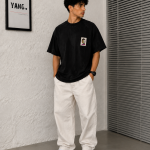 Minimal Patch Oversized T-Shirt – Casual Streetwear Fit-Black