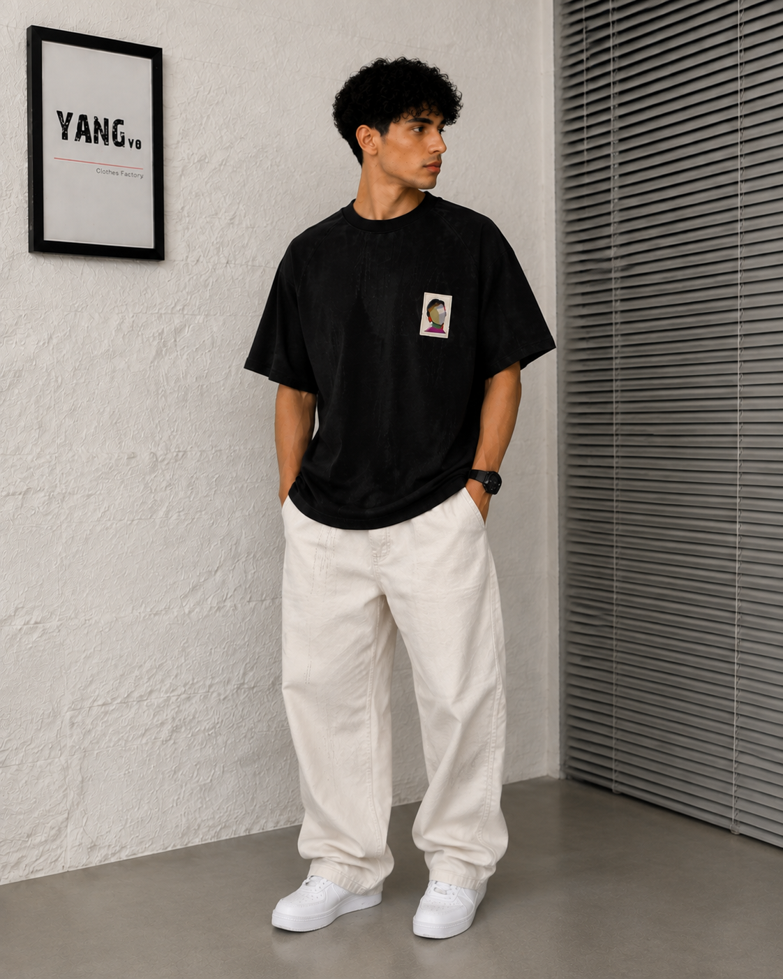 ChatGPT Image Aug 26, 2026, 03_56_29 PM Minimal Patch Oversized T-Shirt – Casual Streetwear Fit-Black - Image 1