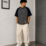 Striped Raglan T-Shirt – Oversized Casual Fit-Navy