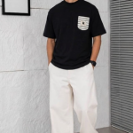 Classic Striped Pocket T-Shirt – Relaxed Fit-Black