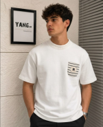 Classic Striped Pocket T-Shirt – Relaxed Fit-White